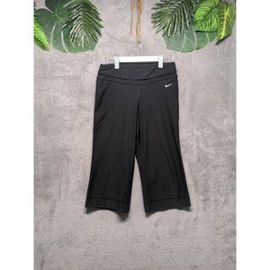 🍑NIKE Fit Dry Women Capri Legging W/Pocket Yoga Mid Rise Solid Black Size S(4-6